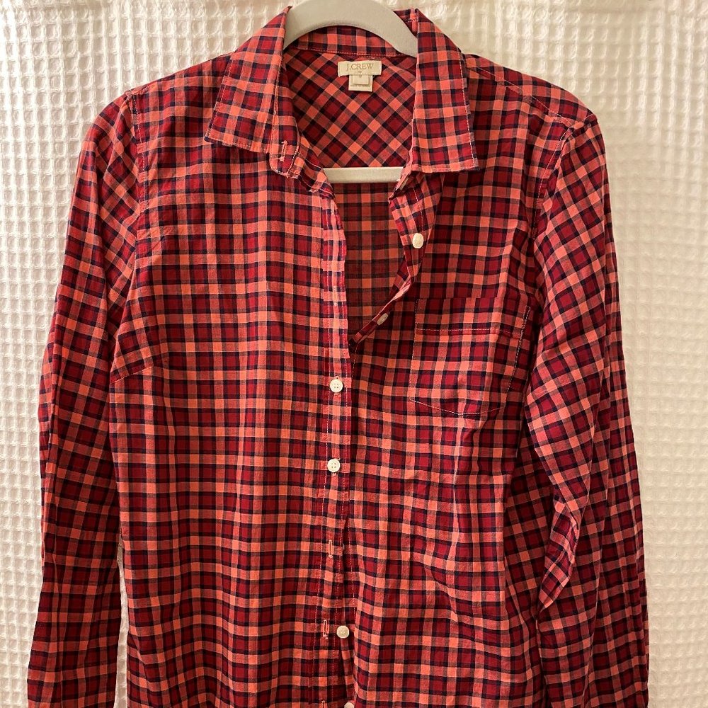 J. Crew Red and Black Checkered Button Down Shirt